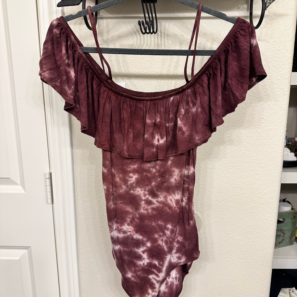 American Maroon Tie Dyed Bodysuit